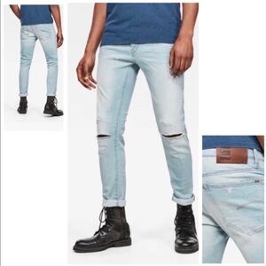 NWT G-Star Slim Distressed Restored Denim Light Washed Jeans
